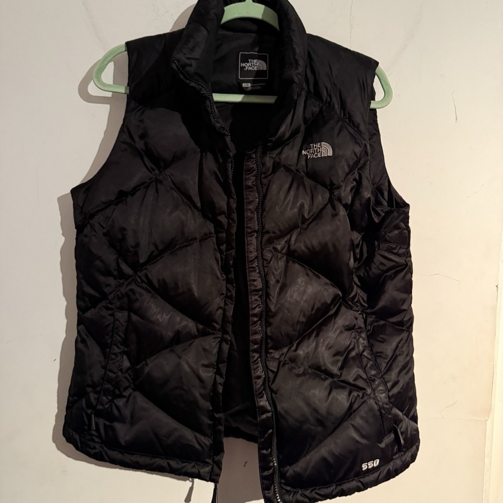 The North Face 550 Down Puffer Vest Black Womens Large Outdoor Jacket Quilted